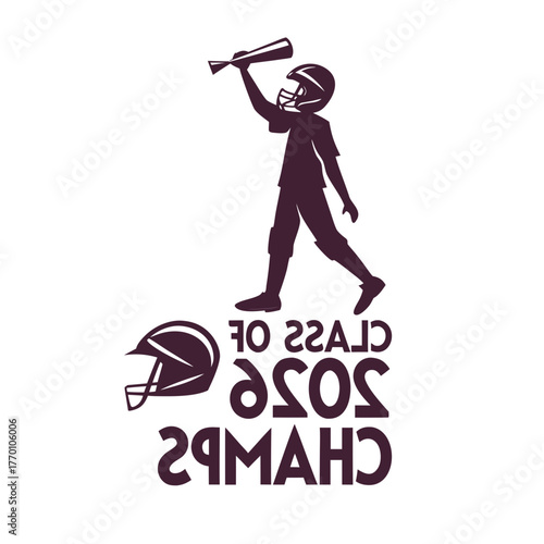 Silhouette of baseball player celebrating class of 2026 champs