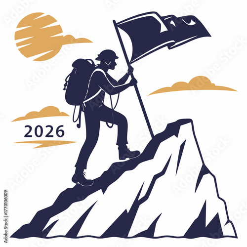 Illustration of a climber with the year 2026
