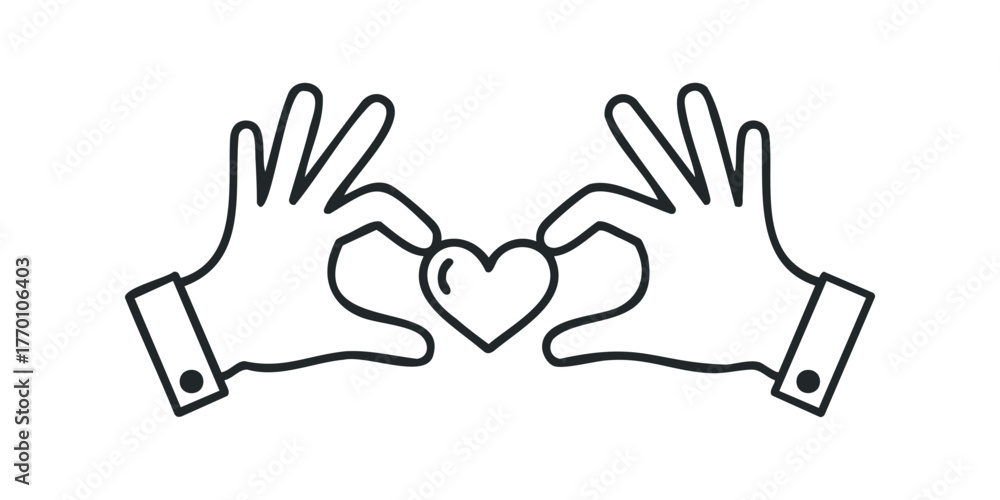 Obraz premium Two Hands Forming a Heart Shape Outline