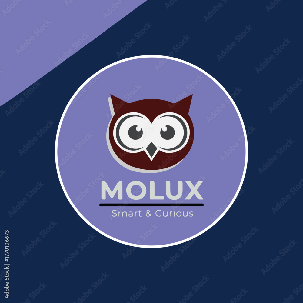 Fototapeta premium Minimalist Cartoon Owl Character Logo for Molux Brand.eps