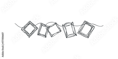 Hanging photo frames abstract string line drawing