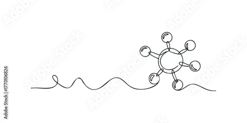 Continuous line drawing of molecular structure on white background