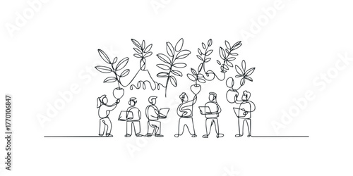 Diverse people collaborating and growing plants