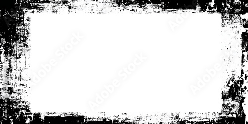 old stained and scratched grunge border texture background Abstract grunge frame, grungy black and white frame border with paint splashes and various grunge and scratched stains and dust.