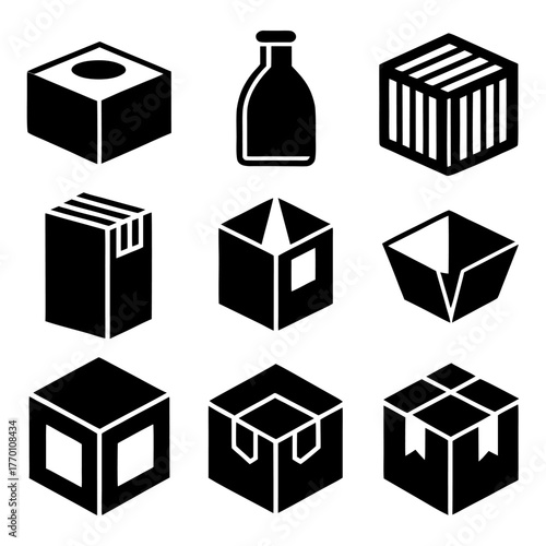 Fragile Product Box Icon with Barcode PNG Isolated.