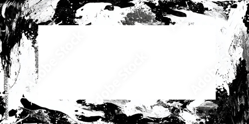 old stained and scratched grunge border texture background Abstract grunge frame, grungy black and white frame border with paint splashes and various grunge and scratched stains and dust.