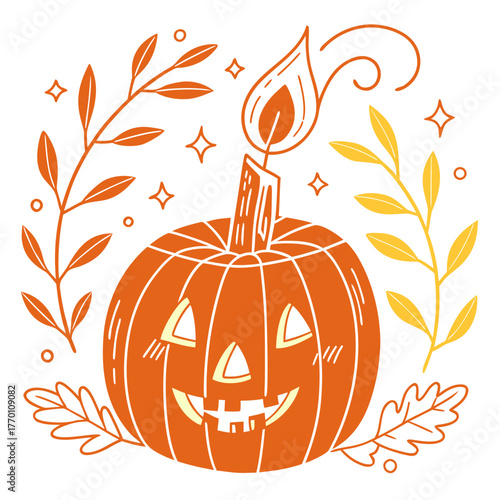 Cute jackolantern with candle for halloween