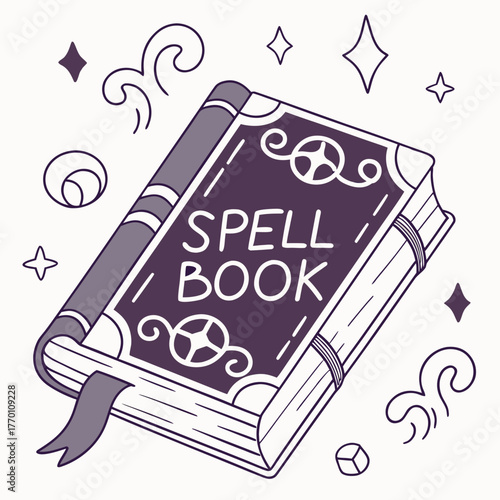 Antique spell book with magic symbols