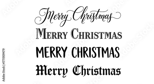 Festive Merry Christmas lettering collection with elegant and bold fonts for holiday cards and seasonal designs, spreading joy and cheer this season
