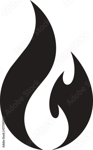 Black flame icon representing fire and burning energy.