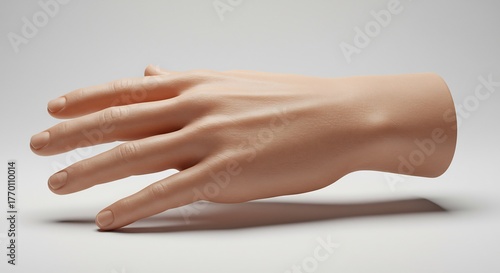 Wallpaper Mural A lifelike prosthetic arm and hand complete with defined skin texture and nails resting against a neutral backdrop Torontodigital.ca