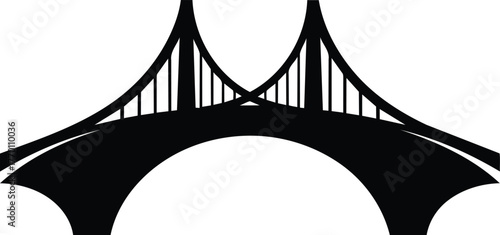 Bridge silhouette graphic design black and white illustration.