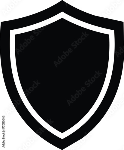 Black Shield Icon Symbol.