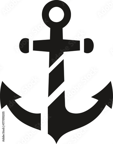 Simple Black Anchor Icon Vector Graphic.