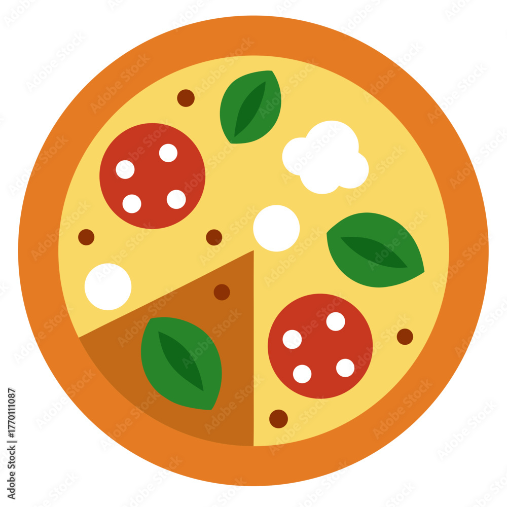 Fototapeta premium Pizza Slice with Toppings Vector Illustration