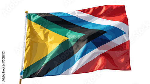 A vibrant South Africa flag waving proudly.