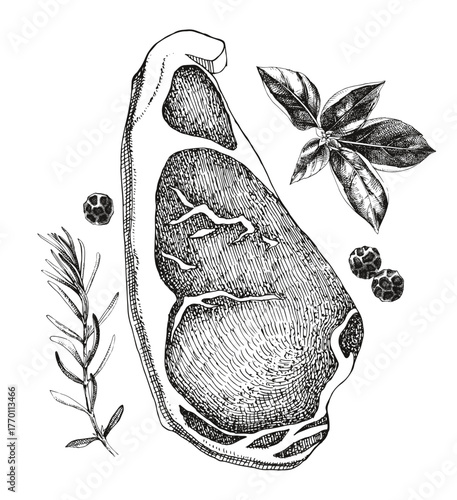 Raw beef sirlion steak vector