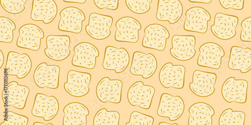 doodle loaf pattern. doodle bread slice pattern background. toasted bread pattern background. loaf bakery pattern.
