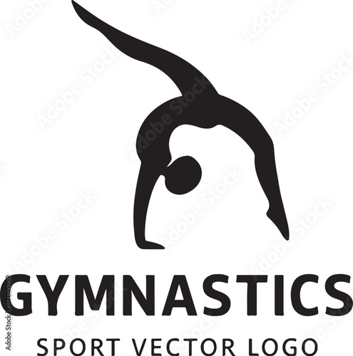 PrintGymnastics sport vector logo silhouette of athlete performing handstand
