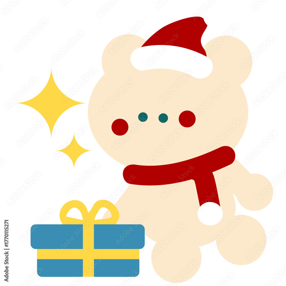 Naklejka premium cute bear santa claus with gifts