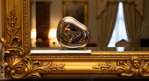 Polished perfection reflecting interior decor in an ornamental frame