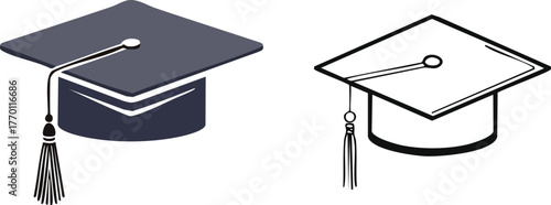 Graduation cap with flying tassel minimal elegant line art representing academic excellence celebration