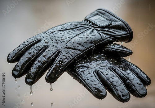 Protective leather gloves in rainy weather, providing comfort and safety