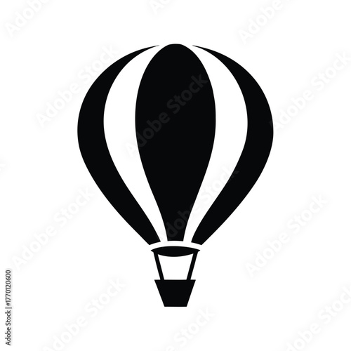 Minimal hot air balloon silhouette vector clean travel adventure journey design on white background
