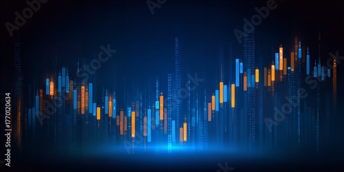 Dynamic Trading Chart: Illuminating Investment Strategies in Financial Markets with Bold Orange and Blue Hues