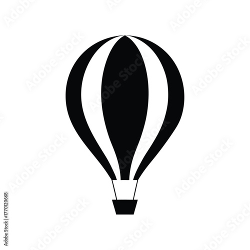 Minimal hot air balloon silhouette vector simple floating balloon art illustration on white background