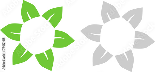 GREEN NATURAL LEAVES IN CIRCLE BIO ECO FOOD SIGN SYMBOL LOGO VECTOR