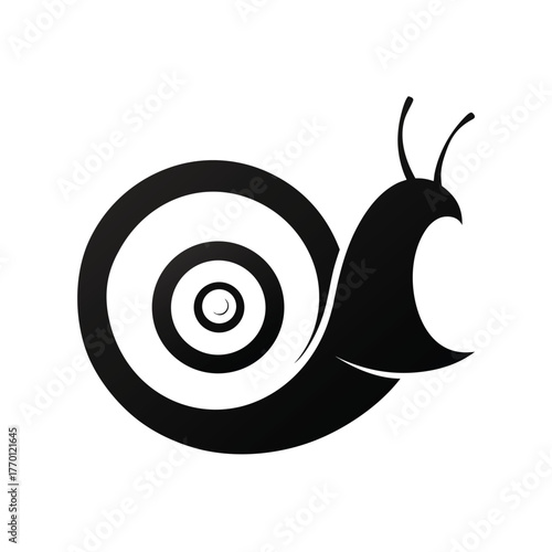 Minimal snail shell spiral silhouette vector simple animal curve pattern art on white background