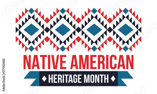 Native American Heritage Month in November. American Indian culture. Celebrate annual in United States. Tradition pattern. Poster, card, banner and background. Vector ornament, illustration