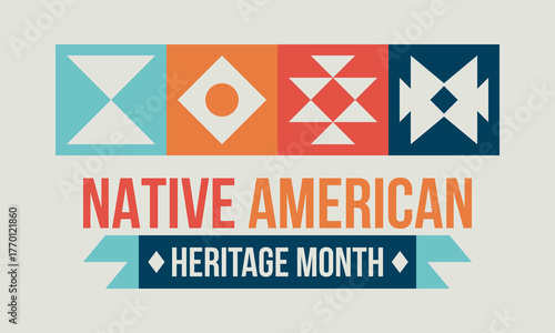 Native American Heritage Month in November. American Indian culture. Celebrate annual in United States. Tradition pattern. Poster, card, banner and background. Vector ornament, illustration