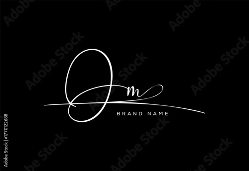 OM letter beauty cursive handwriting logo. vector logo| abstract logo| minimalist logo| brand identity| calligraphy design.