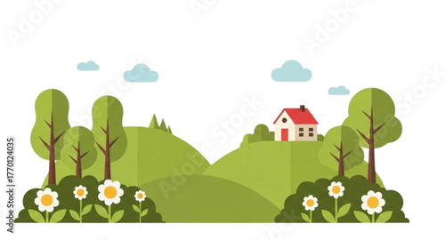 landscape with house and trees