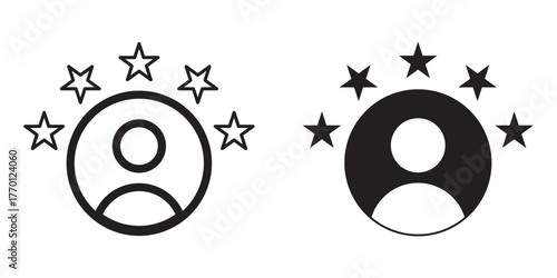 Rating icon set. Business client icon. Customer experience symbol. Customer experience or 5 star satisfaction rating vector icon for review apps and websites Customer loyalty icon.