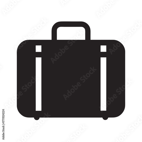 Simple suitcase travel luggage silhouette icon clean vector design for packing and travel adventure illustration