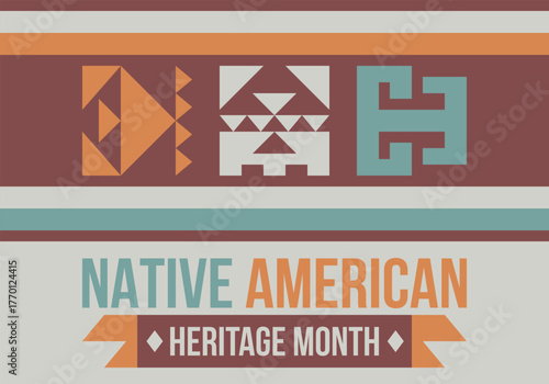 Native American Heritage Month in November. American Indian culture. Celebrate annual in United States. Tradition pattern. Poster, card, banner and background. Vector ornament, illustration