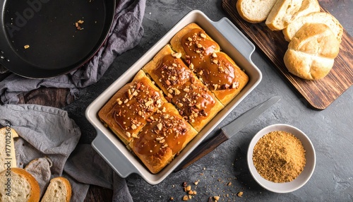 Sweet buns with a glossy glaze