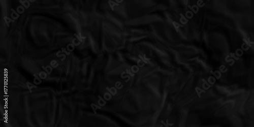 Crumple crushed black paper obsolete rumple craft design. wrinkle ripped creased crumple aged closeup recycled document grunge paper background.	