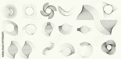 Collection of vector design elements. Set of logos with lines, spirals and circles. Various forms of line and dots design.Vector logo collection. Bundle of circle icons and elements. Set of lines art.
