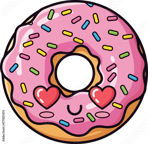 beloved pink donut character shares sweet affection and joyful sprinkles, isolated on transparent background