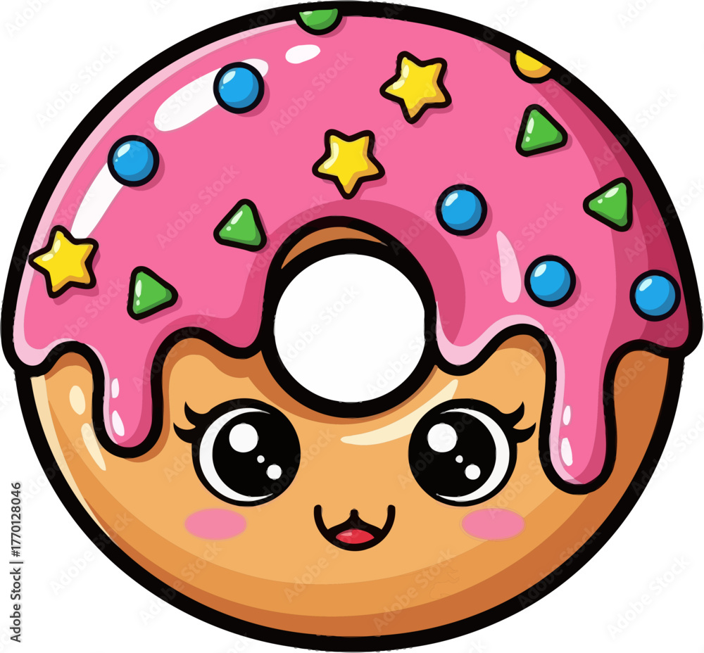 Fototapeta premium charming dessert character invites happiness with its cute, playful gaze, isolated on transparent background