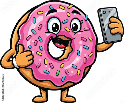 sweet donut embraces digital age, capturing its joyful, trendy moment, isolated on transparent background