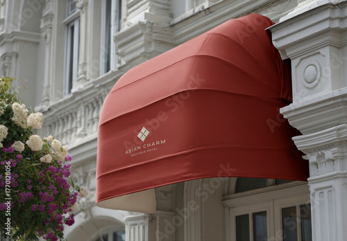 Elegant Hotel Entrance Canopy Mockup PSD