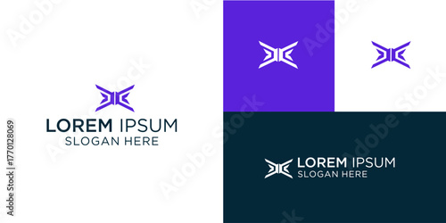 Stunning abstract logo design featuring clean modern lines and elegant purple accents, perfect for branding, technology, or creative ventures seeking a dynamic and memorable visual identity