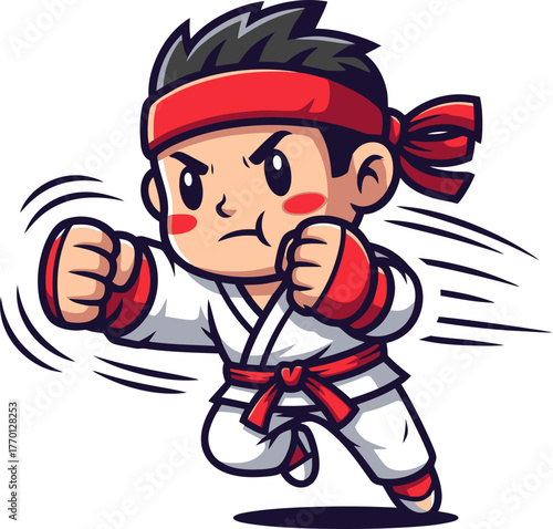 little warrior unleashes focused power, embodying the spirit of martial arts, isolated on transparent background