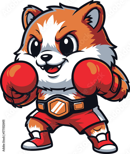 adorable ring champion radiates strength, cuteness, and unwavering winning ambition, isolated on transparent background