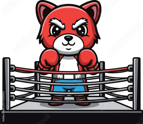 crimson ring warrior stands prepared, anticipating the competitive fight ahead, isolated on transparent background